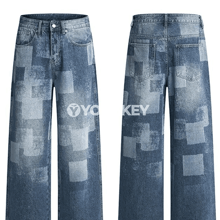 Erkekler üçin giň kesimli gündelik jeans jalbar