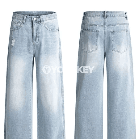 Erkekler üçin giň kesimli gündelik jeans jalbar