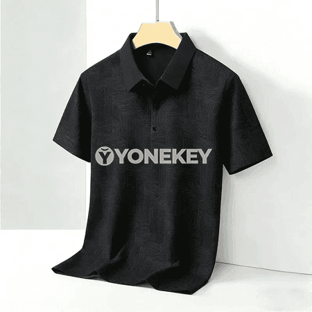 Erkekler üçin ýeňil çal polo köýnek, gysga ýeňli, rahat gündelik stil
