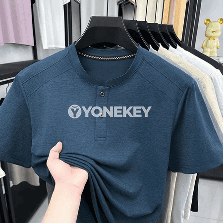 Erkekler üçin ýazlyk Henley boýunly ýeňil we dem alýan futbolka