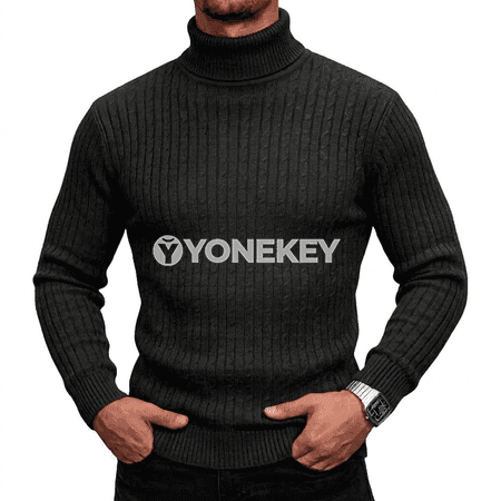 Erkekler üçin balakly boýunly ýyly örülen switer