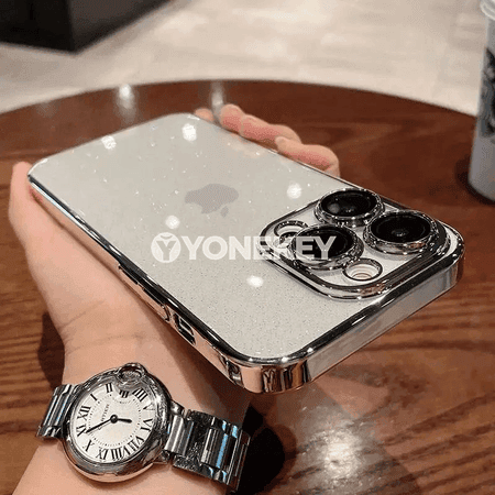 iPhone üçin açyk glitterli gorag gaby, güýçli ýeňil bumper