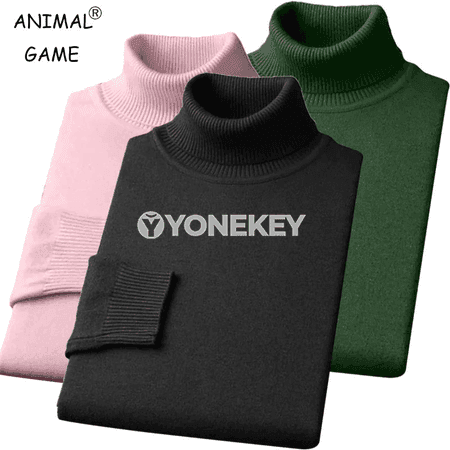 Erkekler üçin ýyly turtleneck trikotaj switer, güýz-gyş üçin