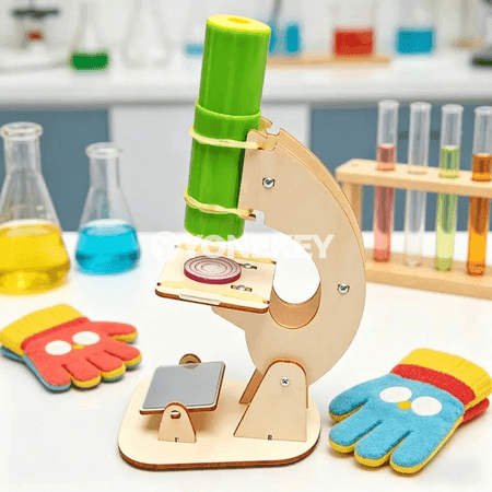 Çagalar üçin DIY mikroskop modeli, ylmy okuw oýunjagy