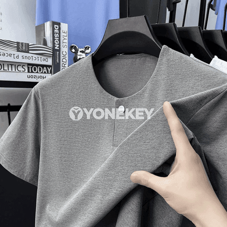 Erkekler üçin ýeňil, dem alýan premium Henley futbolka