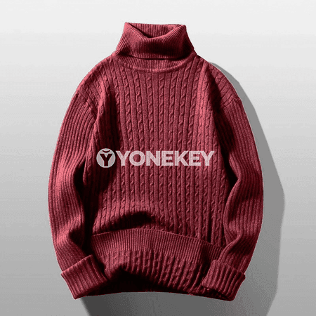 Erkekler üçin gyş ýyly turtleneck switer, slim fit, uzyn ýeňli