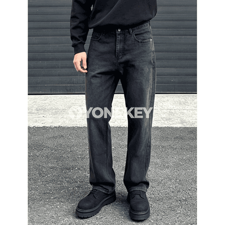 Erkekler üçin slim fit elastik billi goýy jeans balak