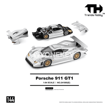 Porsche 911 GT1 1:64 metal sport awtoulag modeli, kolleksiýa sowgady