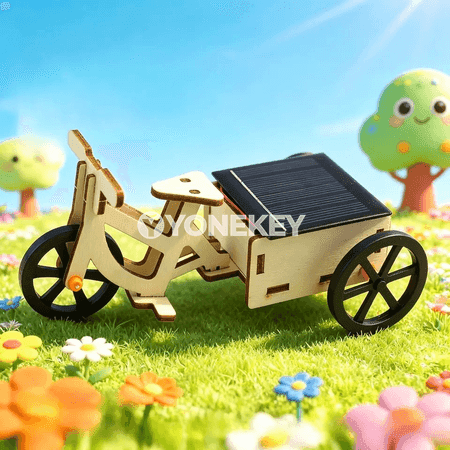Gün energiýasy bilen işleýän çagalar üçin üç tigirli ylmy gurnama modeli