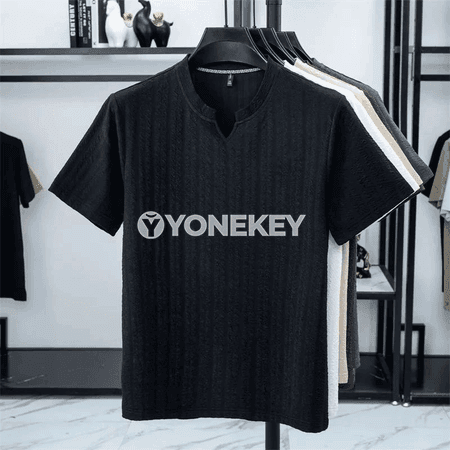 Erkekleriň ýaz üçin ýeňil, dem alýan uzyn däl ýeňli futbolkasy