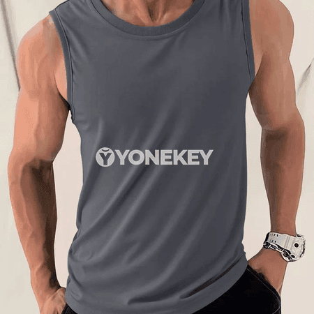 Erkekler üçin ýeňil sport tank-top, dem alýan maýka