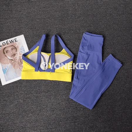 Aýallar üçin 2 bölek sport toplumy: ýoga kostýumy, bra we legins