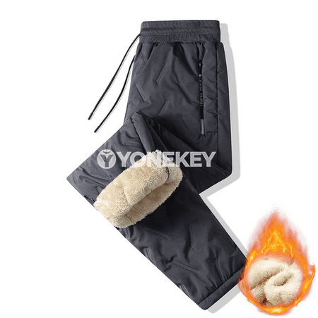 Erkekler üçin ýyly fleece zolakly gyş sport balaklary, giň görnüşli
