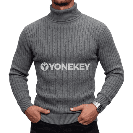 Erkekler üçin balakly boýunly ýyly örülen switer