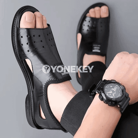 Erkekler üçin ýeňil dem alýan gaýyş sandallar, öýkenmeýän, slip-on