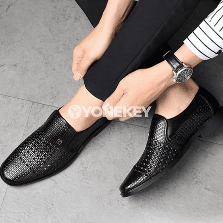 Erkekler üçin tomuslaýyn dem alýan deri loafers aýakgaplar