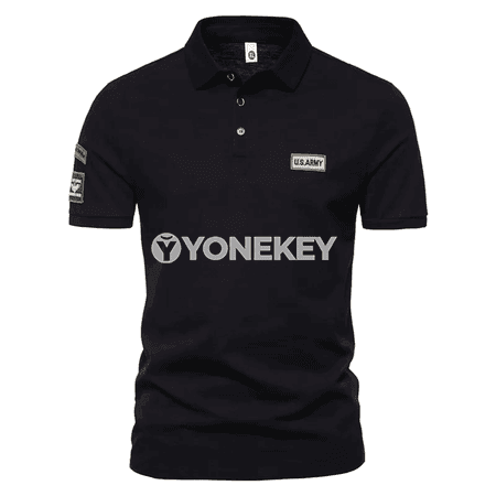 Erkekler üçin ýeňil, dem alýan gysga ýeňli polo futbolka