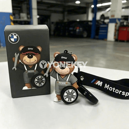 BMW üçin 3D aýy görnüşli silikon açar halkasy, awtoulag bezegi