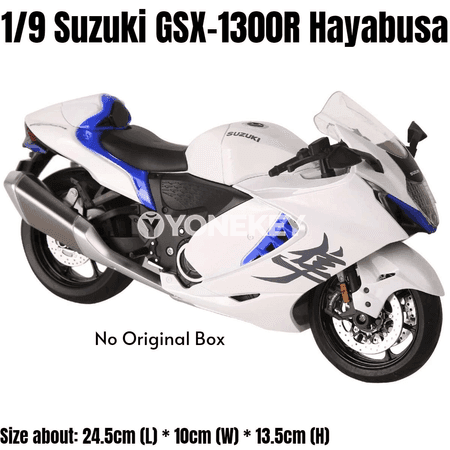 1:9 Suzuki Hayabusa metal motosikl modeli, çyraly, uly ölçegli