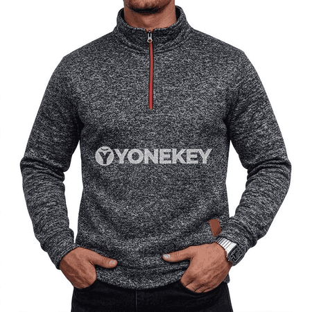 Erkekler üçin ýyly zipli sweatshirt, güýz-gyş üçin