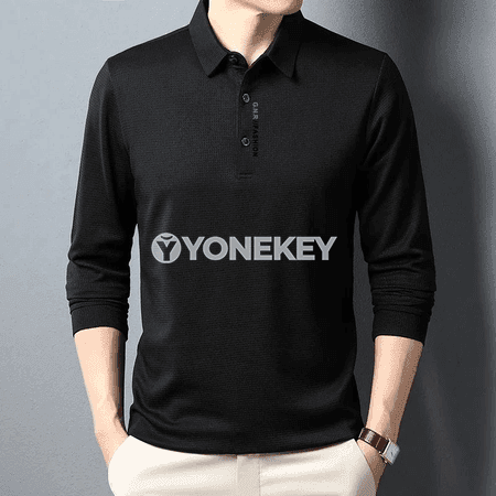 Erkekler üçin ýaz ýaz güýz polo köýnek, ýazgyly ýeňli model