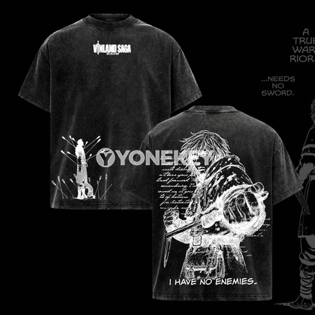Thorfinn VINLAND SAGA çap edilen erkek futbolkasy, oversize, pagta