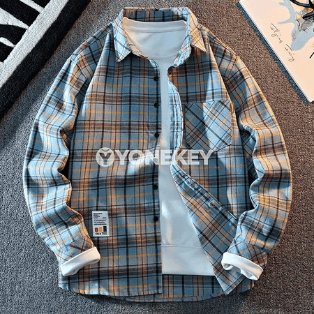Erkekler üçin ýyly flanel köýnek, klassiki gündelik stil