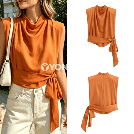 Zenanlar üçin düwünli ýokary moda top, ýazgyn tomusky stil