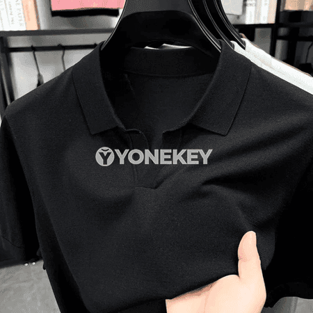 Erkekler üçin dokalan klassiki polo futbolka, tomusky ýeňil köýnek