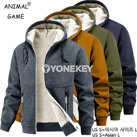 Erkekler üçin kapüşonly ýyly kurtka, fleece içli, gyş üçin