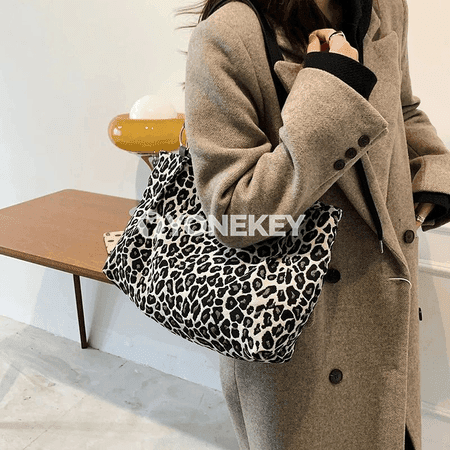 Zenanlar üçin leopardly uly kapasally tote sumka, gündelik we syýahat üçin