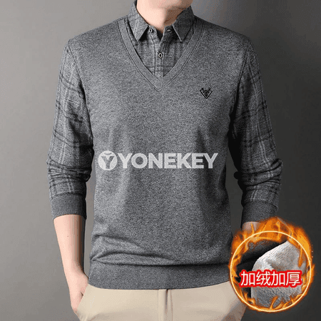 Erkekler üçin ýyly iki gatly ýyly switer köýnek, fleece, ýazlyk-güýzlik
