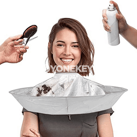 Saç kesmek üçin ýeňil goraýjy pelerin, salon we öý üçin