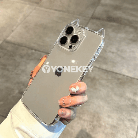 iPhone üçin ýumşak silikon pişik gulakly açyk gorag gap