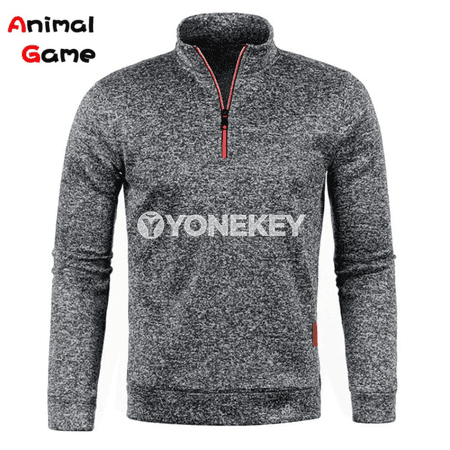Erkekler üçin ýarym zip ýyly switer, boýnu ýokary, güýz-gyş