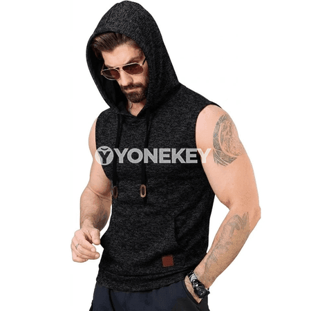 Erkekler üçin ýeňil ýeňsiz kapýuşonly sport switeri