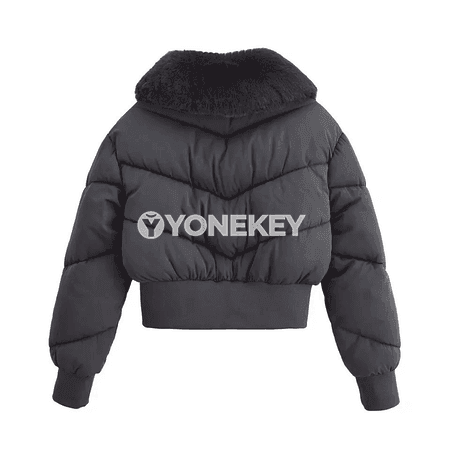 Zenanlar üçin ýyly gysga parka penjek, aýrylýan ýakaly