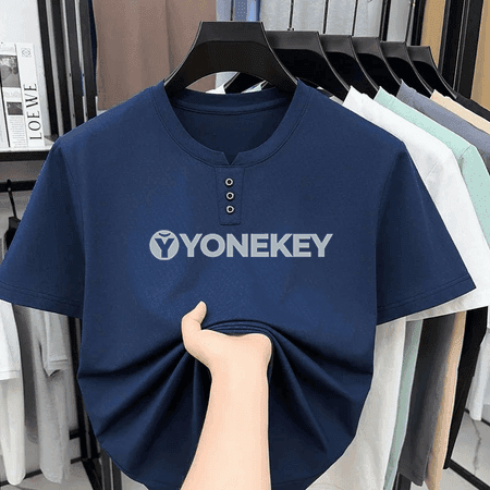 Erkekler üçin gündelik Henley boýunly ýumşak futbolka