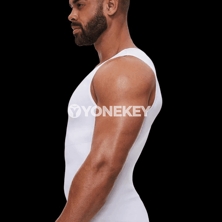 Erkekler üçin inçe görkeziji kompressiýa maýka, ýeňsiz shapewear