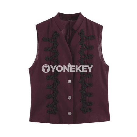 Zenanlar üçin çymşykly bezegli ýeňsiz vest, tomusky täze model