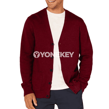 Erkekler üçin ýeňil örme kardigan switer, V-boýunly