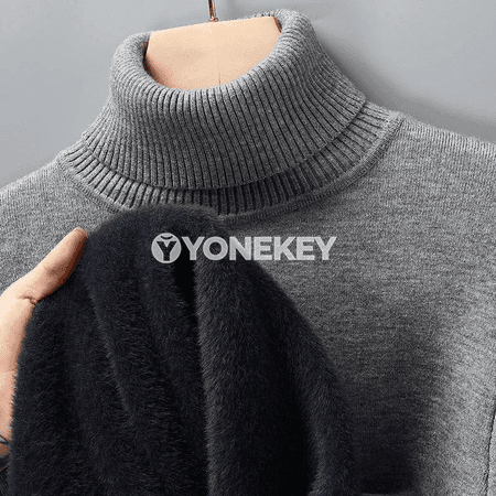 Erkekler üçin ýyly trikotaž beýik boýunly köýnek, slim fit