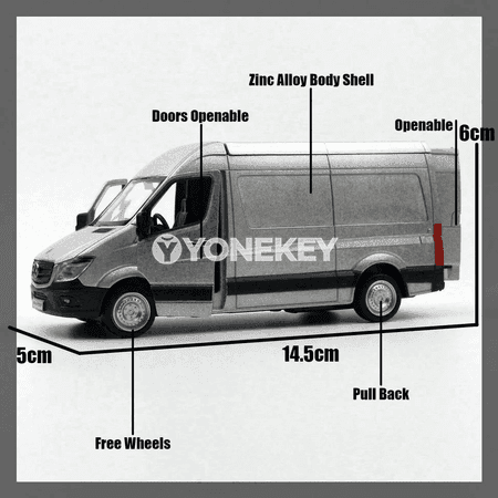 Mercedes-Benz Sprinter metal modeli, 1/36, çekilme görnüşli oýnawaç awtobus