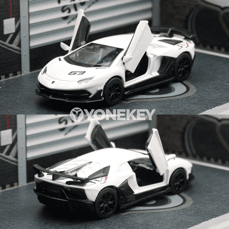Lamborghini Aventador SVJ63 metal model awtoulag, 1:43, çekip oýnamak üçin