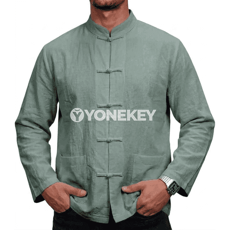 Erkekler üçin ýeňil pagtaly gündelik köýnek, uzyn ýeňli Henley stildäki köýnek