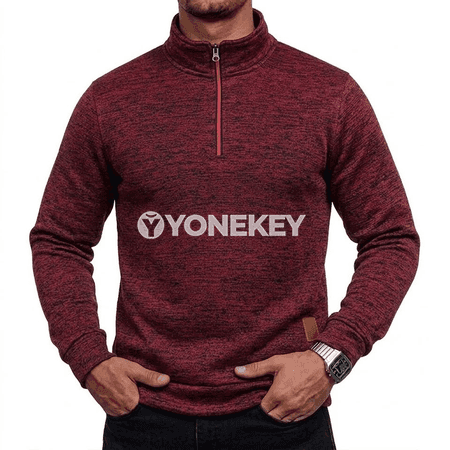 Erkekler üçin ýyly zipli sweatshirt, güýz-gyş üçin