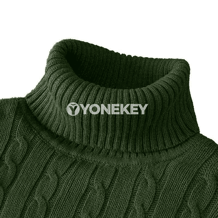 Erkekler üçin ýyly boýunly trikotaž sviter, slim fit, güýz-gyş üçin