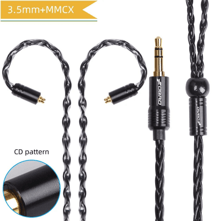 8 ýadro MMCX 2-pin 0.78 mm ses kabeli, 3.5 mm