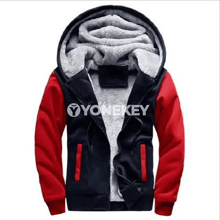 Gyş üçin ýyly erkekleriň fleece kapýuşonly zipli jaketi, 5XL çenli