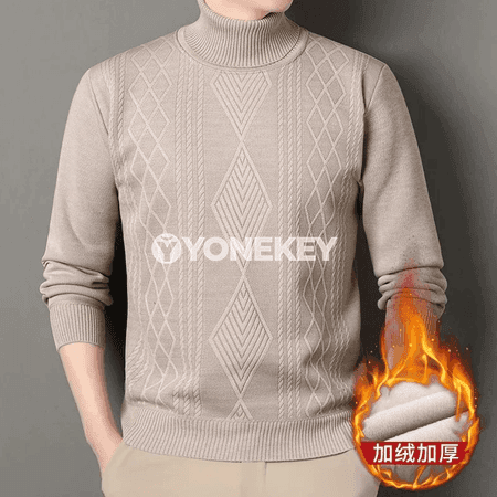 Erkekler üçin ýyly uzyn ýeňli golf switer, gyş üçin trikotaž boýunly model